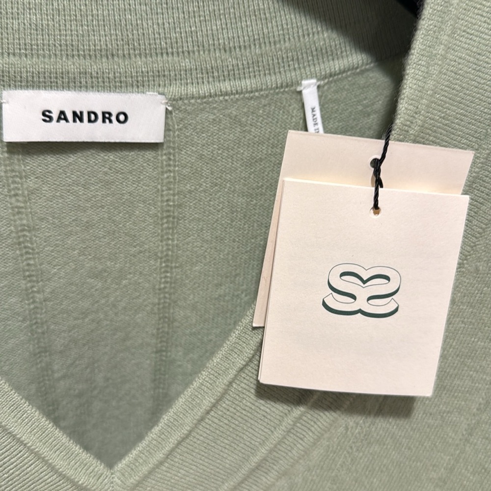Sandro Paris (NEW WITH TAGS) Vert Amande Wool and Cashmere Sweater, Pastel Green - Picture 4 of 8